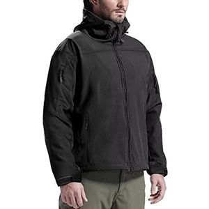 FREE SOLDIER Multi-pocket outdoor windbreak jas tactische ondoordringbare cap jas softshell heren outdoor jas, zwart, S
