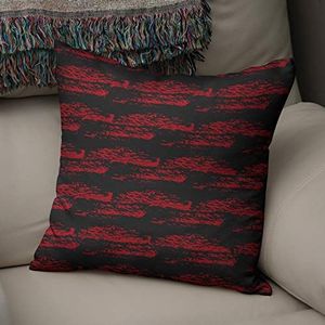 BonaMaison Decoratieve Kussensloop, Rood Zwart Kussenhoezen Bank, Zitkussen, Decoratieve Kussenhoesjes, Kussensloop; Sofa, Slaapkamer, Kantoor, Auto 43x43 Cm - Ontworpen en Vervaardigd in Turkije