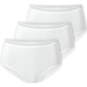 Schiesser Dames 3 PACK Maxi Hoge Taille en Kant Katoen Mix Multipacks Slip, Wit_182909, 40, Wit_182909, 40