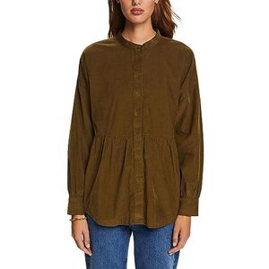 ESPRIT Corduroy blouse met peplum, khaki (dark khaki), XL