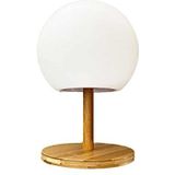 LUNY tafellamp, draadloos, voet van bamboe, uittrekbaar, warm wit/wit, hoogte 28 cm