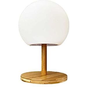LUNY tafellamp, draadloos, voet van bamboe, uittrekbaar, warm wit/wit, hoogte 28 cm