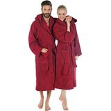 CelinaTex S-XXXL Badjas met capuchon, effen, lang, opgestikte zakken, uniseks, warm, badstof, katoen, Oeko-Tex Montana
