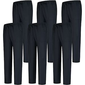 MISEMIYA - Verpakking met 6 stuks, uniseks, elastisch, uniformen, medische uniformen, Zwart 68, S