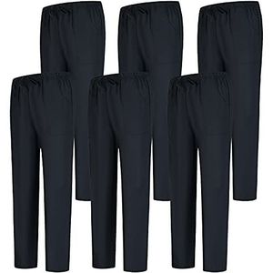 MISEMIYA - Verpakking met 6 stuks, uniseks, elastisch, uniformen, medische uniformen, Zwart 68, XL