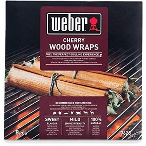 Weber Houten Wraps Van Kersenhout | 8 Houten Wraps Voor De BBQ | Houten Wraps Van Hardhout | Barbecue Wraps Voor Vis, Gevogelte & Vlees | 100% Natuurlijk Hout (17628)