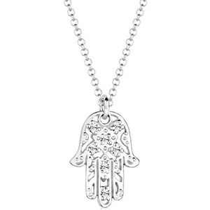 Elli Halsketting Dames Hamsa Hand Hanger met Kristallen in 925 Sterling Zilver