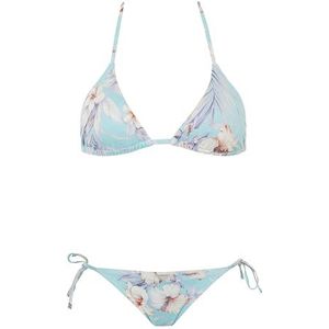 Emporio Armani Triangle en String Braziliaanse bloemenprint bikiniset, Hibiscus Print/Mint, XL