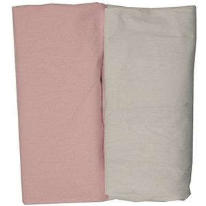 Ti TIN Hoeslakens voor kinderbed of kinderbed, 100% katoen, hoeslaken met elastiek voor baby's, verpakking van 2 stuks, wit en roze, 50 x 80 cm