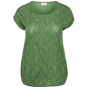 Kaffe Curve Plus-size damesblouse, korte mouwen, ronde hals, losse pasvorm, dames, Poison Green/Black Flower, 50 grote maten