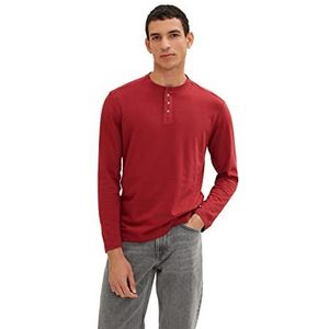 TOM TAILOR Basic shirt met lange mouwen met knoop Uomini 1034379,13052 - Ivy Red,3XL