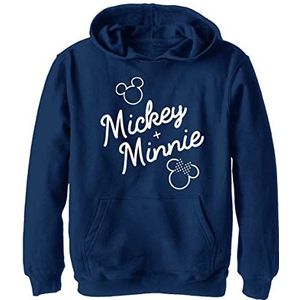 Disney Mickey Plus Minnie Mouse Outline Boys Hoodie, Heather Navy, S