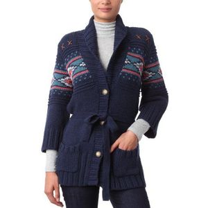 Wrangler Folk Heavy Knit Cardi – vest – dames - blauw - 38
