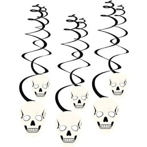 amscan Deko-spiralen Skulls 60 cm papier zwart/wit 6 stuks, 60 cm