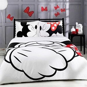 Haru Homie Microvezel omkeerbare print Mickey Mouse koppels dekbedovertrek 3 stuks beddengoed set met ritssluiting - ultra zacht lichtgewicht en gemakkelijk te onderhouden, King