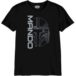 Star Wars Mandalorian - Mando Icon and Logo BOSWMANTS070 T-shirt voor jongens, zwart, maat 06 jaar, Zwart, 6 Jaren