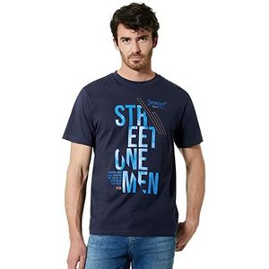 Street One MEN Heren shirt met korte mouwen, nachtblauw, XXL