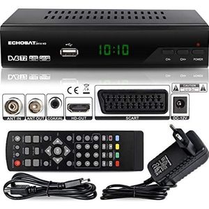 hd-line 2910 DVBT2 Receiver Full HD 1080P 4K voor TV (HEVC/H.265 HDMI SCART, USB 2.0, DVBT-2, DVB-T2, DVB T2, DVBT 2), Reciver, Resiver, Ontvanger, Zwart, Echosat 20910 S, 2910echo
