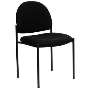 Flash Furniture Comfortabele stapelbare zij-receptiestoel, gelegeerd staal, zwarte stof, 66.040000000000006 x 49,53 x 19,05 cm