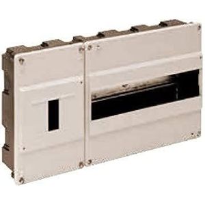 Inbouwdoos voor 12 elementen in ivoor, ideaal voor elektrische installaties en schakelcircuitverdeling.