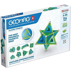 Geomag - Classic Panels 114 Pieces- Magnetic Construction for Children - Green Collection - 100 Percent Recycled Plastic Educational Toys