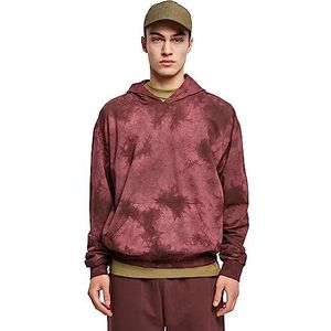 Urban Classics - Heren Hoody Batik - Capuchontrui - Rood - Oversized Pasvorm - Tie Dye Patroon