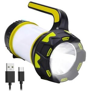 Avilia Led-campinglantaarn SMD – zaklamp 2 W + 1 W, 6 bedrijfsmodi, draaggreep, USB-poort voor het opladen, 2 batterijen inbegrepen, van ABS en aluminium, 150 x 35 mm