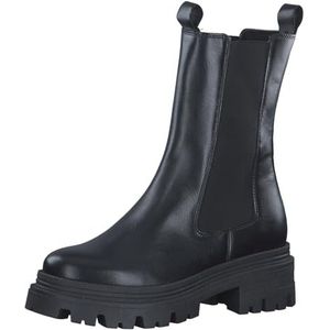 Tamaris DAMES Enkellaarzen, Vrouwen Chelsea Laarzen,verwisselbaar voetbed,laarzen,halve laarzen,bootie,sliplaars,hoog,BLACK LEATHER,41 EU