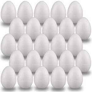 MCE-Commerce A336025 piepschuim eieren 6 cm, 25 stuks, om te knutselen en te decoreren met Pasen, piepschuim, wit