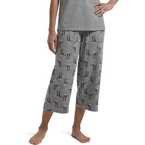 HUE Women’s SleepWell Basic Printed Knit Performance Sleep Capri Pajama Pant, Made With Temperature Regulating Technology, Medium Grey Heather - Sweet Kitty, 3X