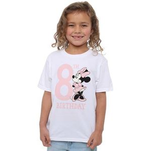 mandarin creative ltd Minnie Mouse T-shirt voor 8e verjaardag, meisjes, wit, 12-13 jaar, Wit, 12-13 jaar