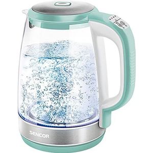 Sencor SWK 2191GR Glazen waterkoker, 2,0 liter, inhoud 2200 watt, vermogen roestvrij staal, binnenverlichting, 100% BPA-vrij, temperatuurregeling (50 °C tot 100 °C)