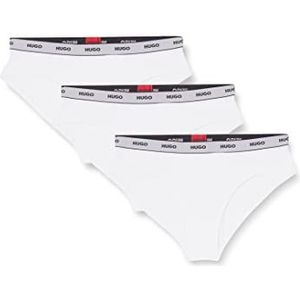 HUGO Triplet Brief Stripe Driepak slips van stretchkatoen met logo's op de tailleband, White100, S