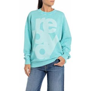 Replay Oversized sweatshirt voor dames, 337 Amalfi Green, XL