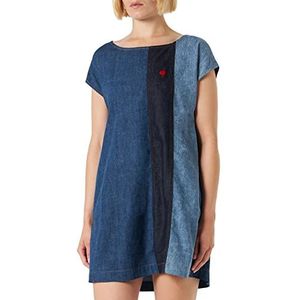 Love Moschino A-lijn katoenen lichtblauwe denim jurk voor dames, Denim Blauw, 46