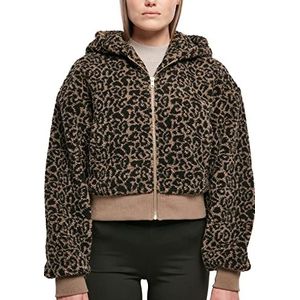 Urban Classics AOP Sherpa Oversized korte jas voor dames, darktaupeleo, 3XL