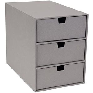 Bigso Box of Sweden Ladebox voor documenten en kantoorbenodigdheden – bureau-organizer met 3 laden – opbergsysteem van vezelplaat en papier – grijs