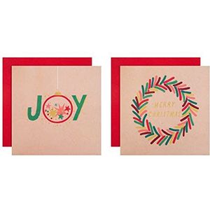 Hallmark Boxed Charity Kerstkaarten - Pack van 16 in 2 feestelijke ontwerpen