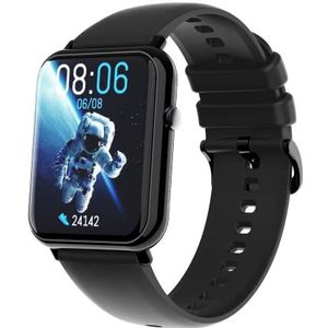 AMYPUK Mode smartwatch, verschillende functies, fitnesstracker, compatibel met Android en iOS, GPS smartwatch, bloedzuurstofdetectie, Q19 zwart