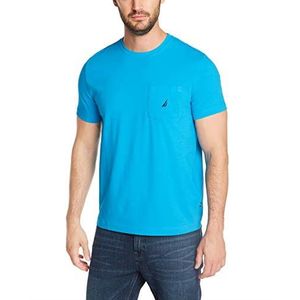 Nautica Men's Solid Crew Neck Short Sleeve Pocket T-Shirt, Hawaiian Ocean XX-Large