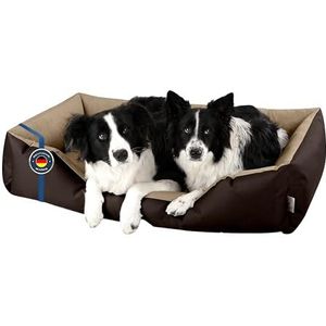 BedDog® hondenmand LUPI, vierkant hondenkussen, grote hondenbed, hondensofa, hondenhuis, met afneembare hoez, wasbaar, XXXL, beige/bruin