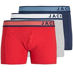 JACK & JONES Boxershorts voor heren, Licht Grijs Melange/Pack: Pompain Rood - Dress Blue, XXL