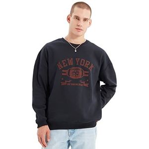 TRENDYOL MAN Sweatshirt - Ecru - Oversize, marineblauw, M