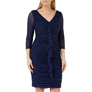 Gina Bacconi Dames mesh jurk met ruches cocktail, Lente Navy, 36 NL