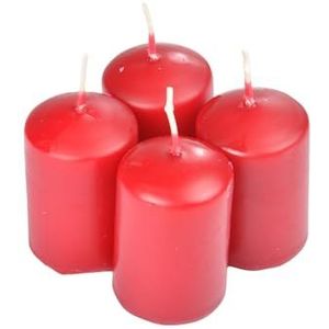 4 geurende cylindrische kaarsen, 4 x 6 cm, rood fruit