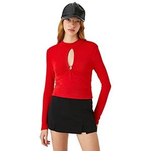 Koton Vrouwen Cut Out Detail T-shirt met lange mouwen, rood (401), XL