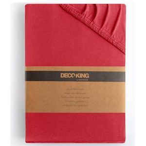 DecoKing Hoeslaken 120x200-140x200 cm 100% Gekamd Katoen Jersey Zacht 120x200cm - 140x200cm Rood Amber