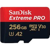 SanDisk Extreme PRO 256 GB MicroSDXC UHS‐I‐Kaart Met SD-Adapter (A2 App Performance, 2 Jaar RescuePRO Deluxe Software, Leessnelheden Tot 200 MB/s, Class 10, UHS-I, U3, V30, 30 Jaar Garantie) Zwart