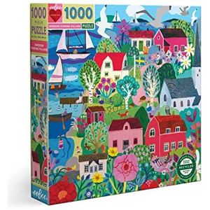 eeBoo Swedish Fishing 1000 stukjes over een Zweeds dorp, puzzel van gerecycled karton voor volwassenen, PZTSWD, meerkleurig
