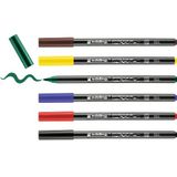 edding 4200 porseleinstift - diverse kleuren - 6 pennen - penseelpunt 1-4mm - viltstift voor het schilderen en decoreren van keramiek porselein - vaatwasmachinebestendig, lichtechte inkt, sneldrogend